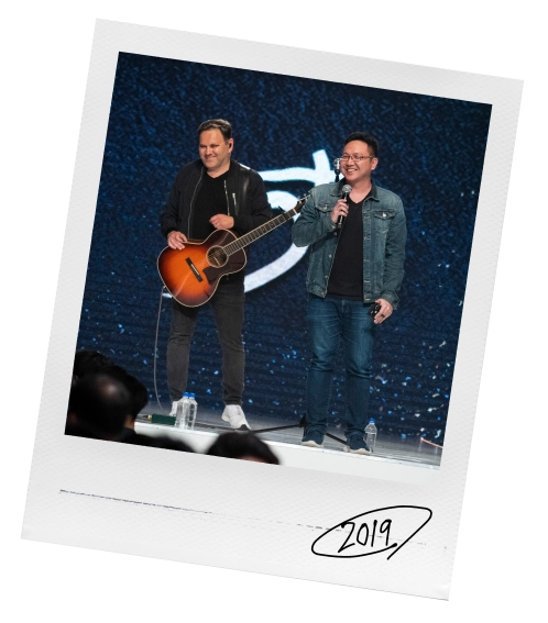 Matt Redman and Daniel Goh on stage together in Heart of God Church Singapore weekend services